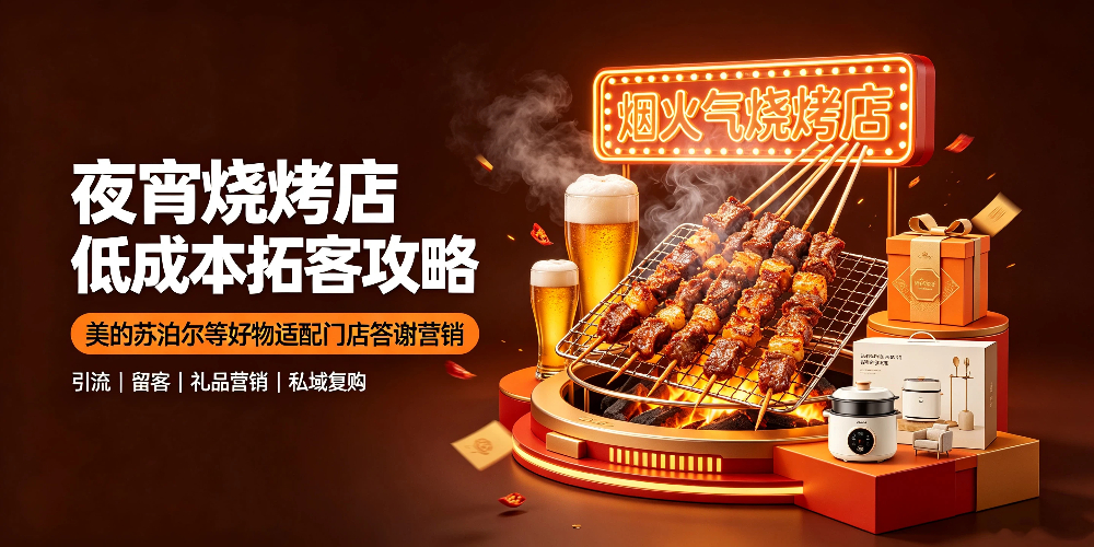 夜宵烧烤店低成本拓客攻略，美的苏泊尔等好物适配门店答谢营销-企叮咚科技平台.jpg