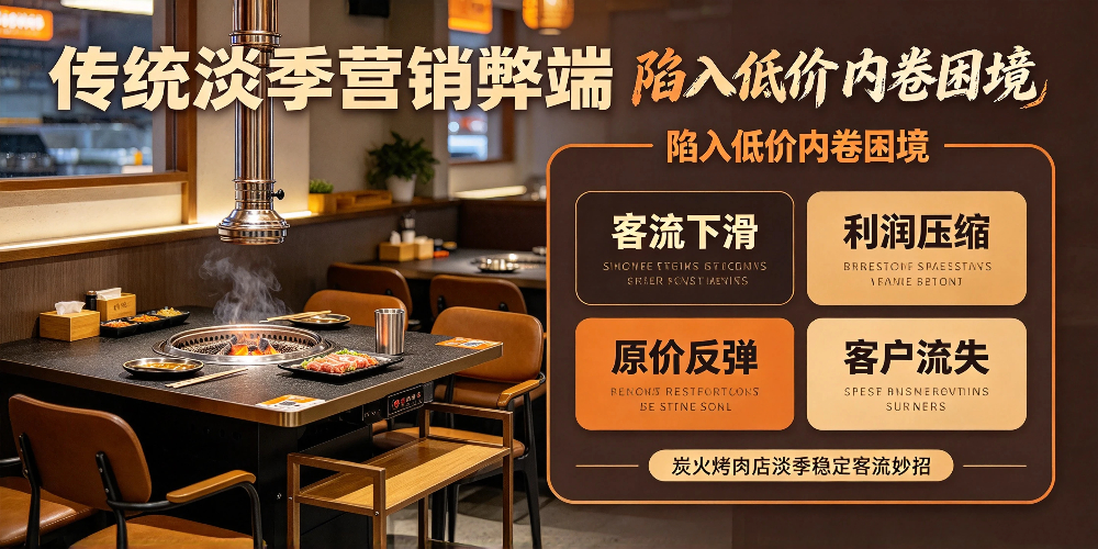 炭火烤肉店淡季客流妙招：传统淡季营销弊端，陷入低价内卷困境-企叮咚科技平台.jpg