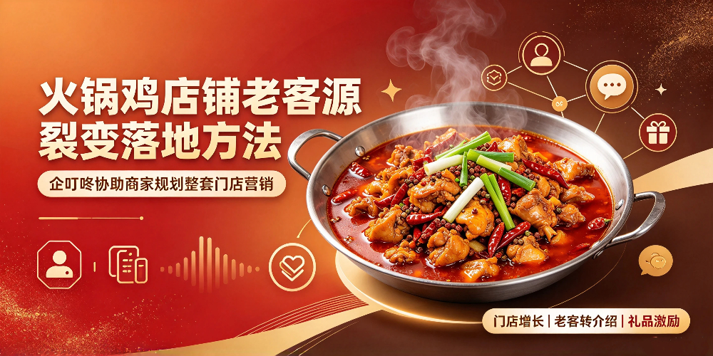火锅鸡店铺老客源裂变落地方法,企叮咚协助商家规划整套门店营销
